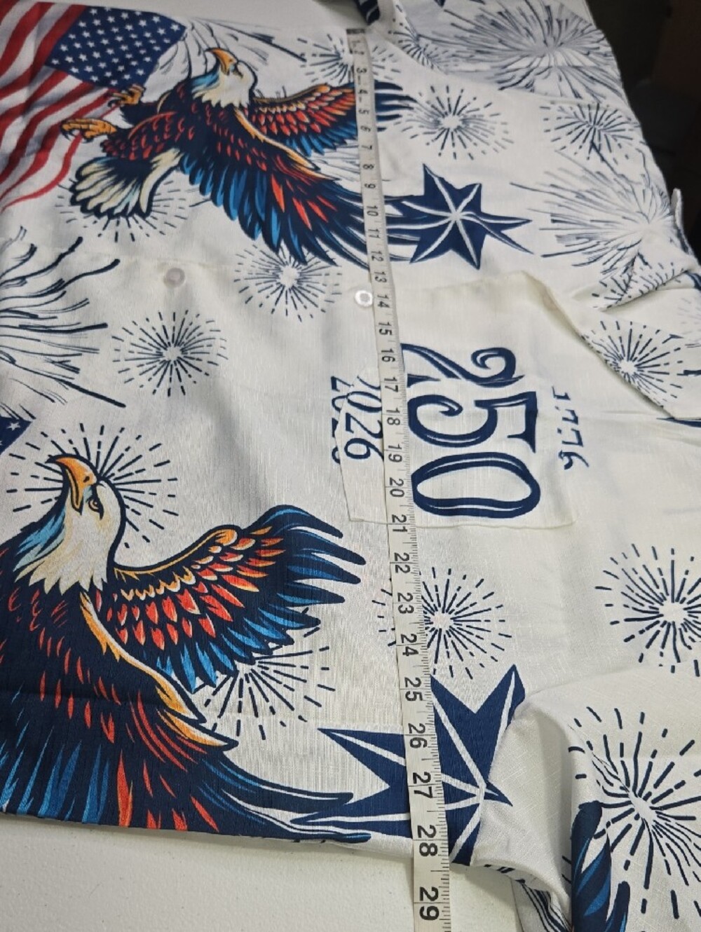 4th of July Patriotic American Eagle Hawaiian Shirt NWOT Mens Size 2XL - Picture 6 of 7